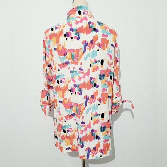 John Mark Women's Colorful Abstract Tunic Blouse 3/4 Sleeve Size Medium - Picture 2 of 13